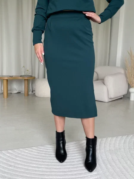 Кашемировая юбка миди Merlini зеленая