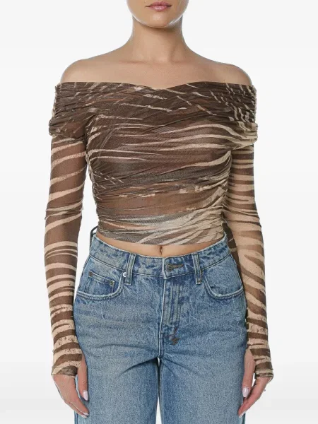 Top Just Cavalli cu imagine cu model zebră maro