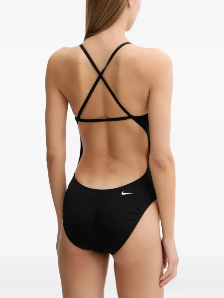 Slip de baie Nike cu cordon cu imagine tricotate albastru