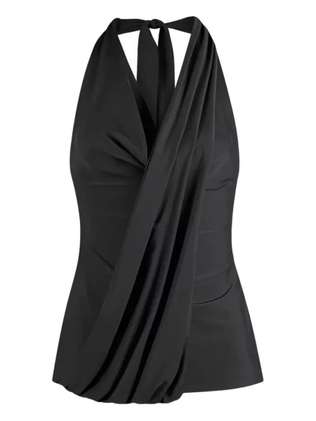Top Manière De Voir drapat cu gât halter negru