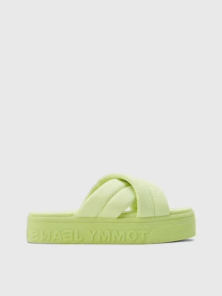 Переработанный шлепанцы Tommy Hilfiger зеленые
