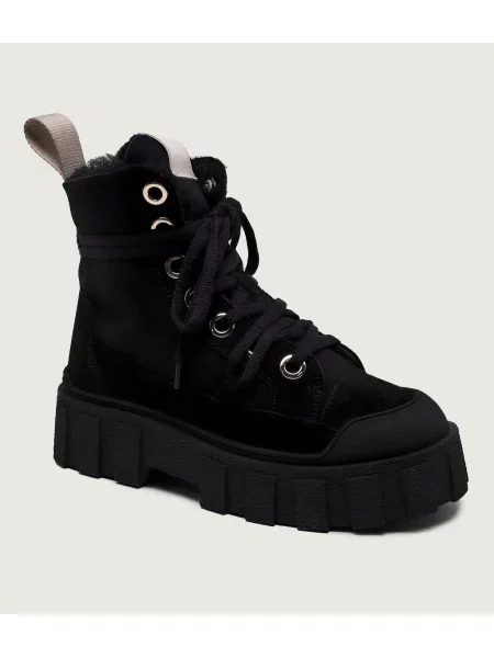 Botine Inuikii din piele cu platformă negru