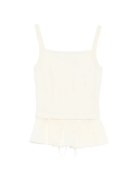 Top Juun.j z falbankami prążkowany żółty