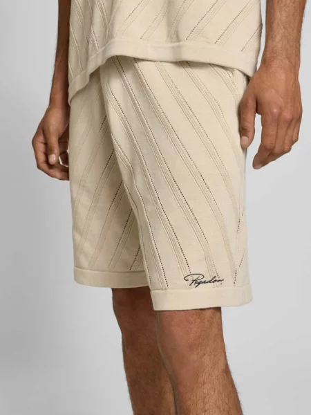 Szorty z dzianiny o kroju relaxed fit z wyhaftowanym logo model ‘Canva’ Pegador białe