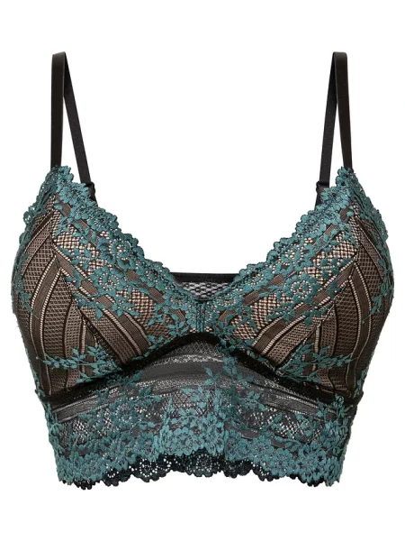 Biustonosz bustier z dwukolorowej koronki niebieski