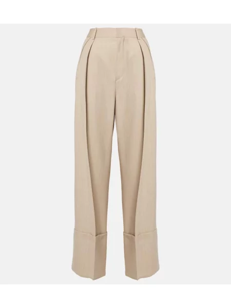 Pantaloni Victoria Beckham de lână bej