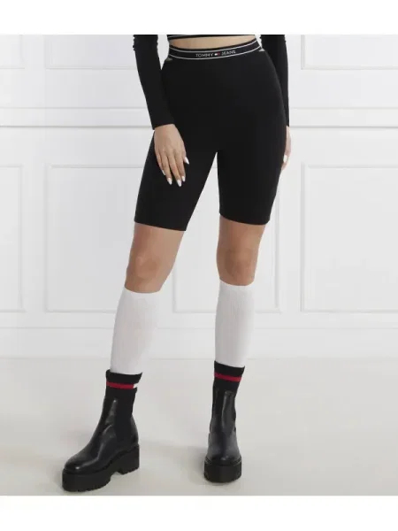Tommy Jeans pantaloni scurți biker logo taping cycle negru