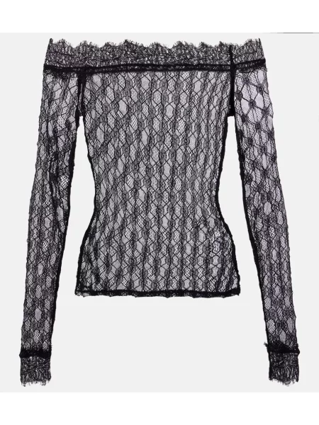 Top Isabel Marant din dantelă negru