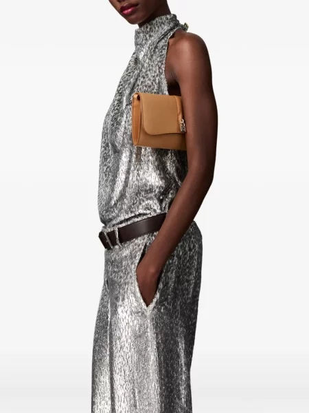 Top Stella Mccartney de catifea cu gât halter argintiu