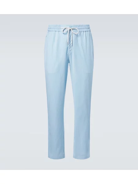 Pantaloni Vilebrequin de lână cu dungi albastru