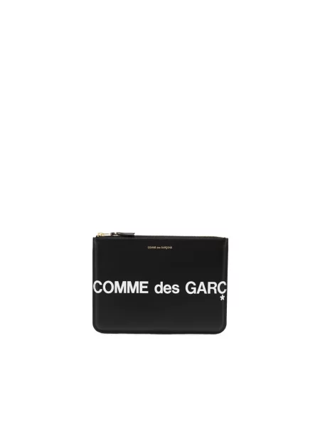 Portfel Comme Des Garcons skórzany z logo czarny