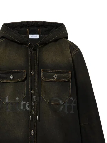 Geacă de blugi Off-white cu glugă alb
