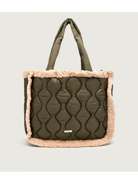 Geantă shopper Barbour din piele de oaie verde