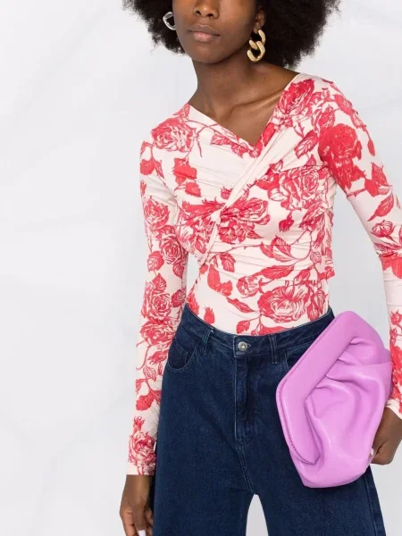 Bluzka Msgm w kwiatki z nadrukiem różowa