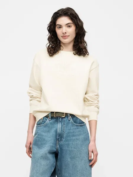 Palton Calvin Klein Jeans din material terry alb