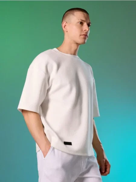 Sinsay Bluza ze strukturą wafelkową biały