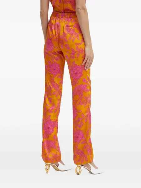 Pantaloni Morgan cu model floral portocaliu
