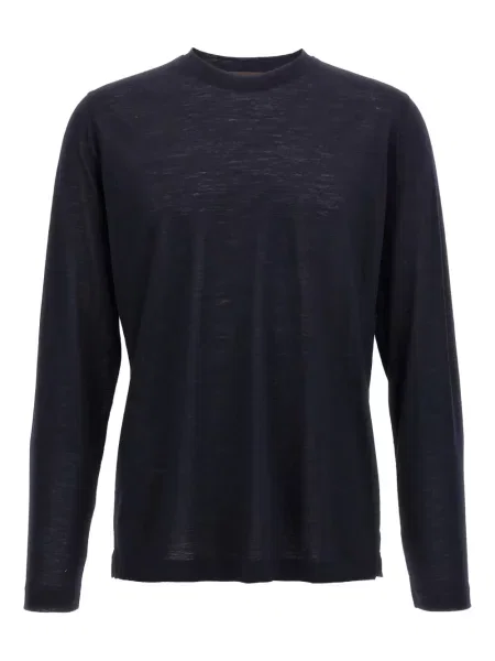 Tricou Zanone cu decolteu rotund lung albastru