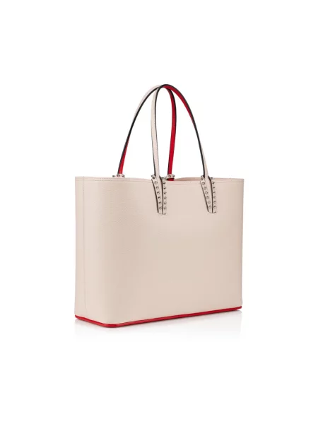 Shopperka Christian Louboutin skórzana beżowa