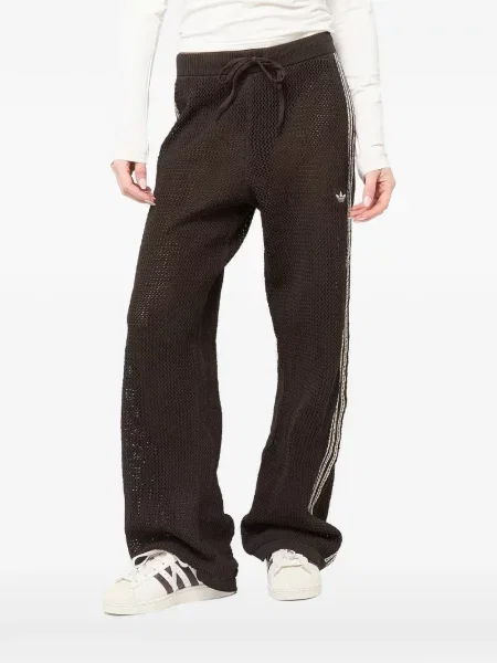 Pantaloni Adidas cu dungi tricotate alergare maro