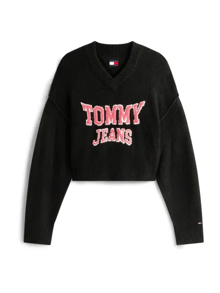 Tommy Jeans pulover din amestec de lână negru
