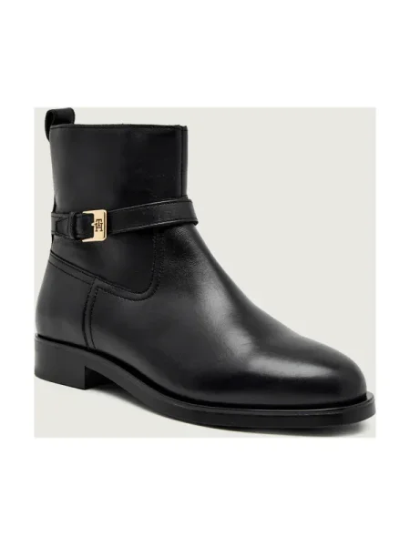 Tommy Hilfiger Botine Th Buckle Riding Leather Bootie negru