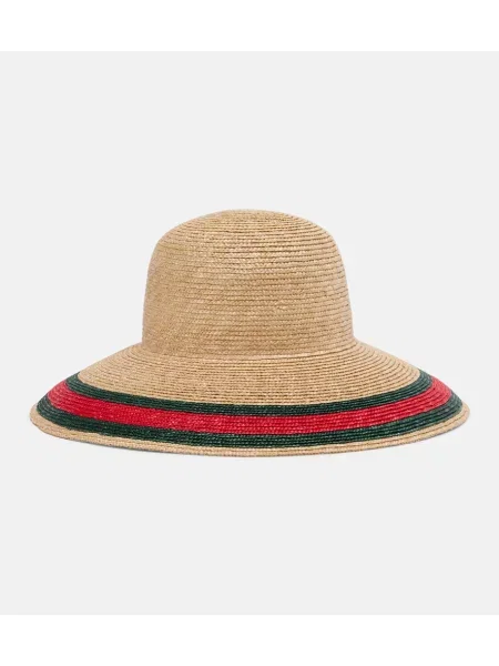 Pălărie de soare Gucci cu dungi bej