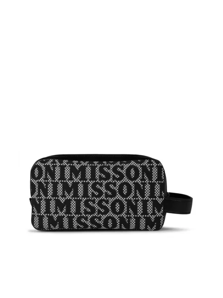 Kopertówka Missoni skórzana z logo czarna