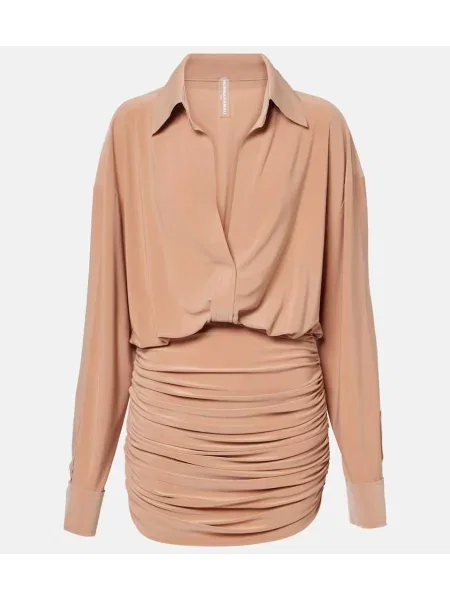 Sukienka koszulowa Norma Kamali garniturowa brązowa