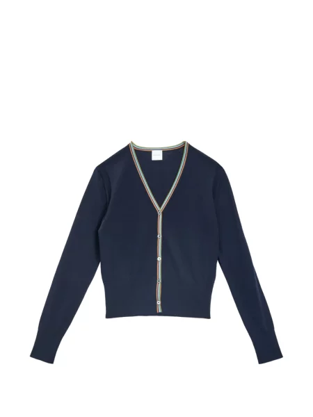 Cardigan Paul Smith de lână cu dungi albastru