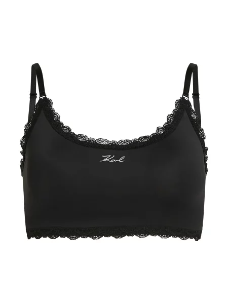 Karl Lagerfeld Maiou Bralette mit Signature-Spitzenbesatz negru
