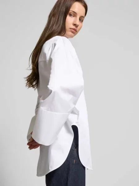 Bluzka koszulowa z krytą listwą guzikową model ‘SAPORE’ Max Mara Studio biała