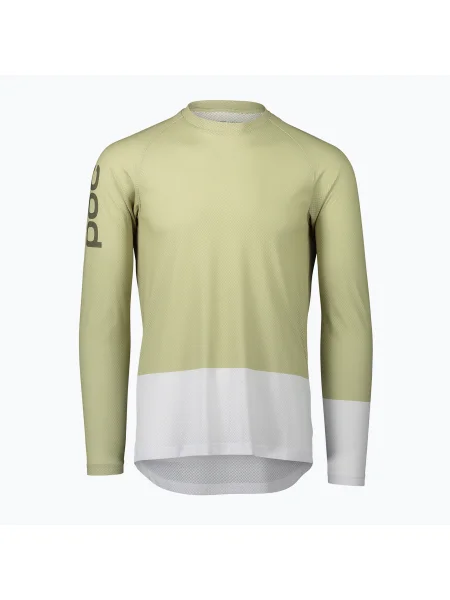 Мъжка колоездачна тениска с дълъг ръкав POC MTB Pure prehnite green/hydrogen white бяло