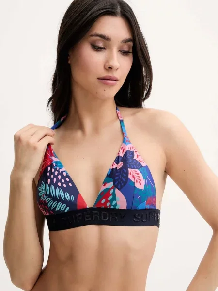 Plavková podprsenka Superdry tmavomodrá mírně vyztužený košík