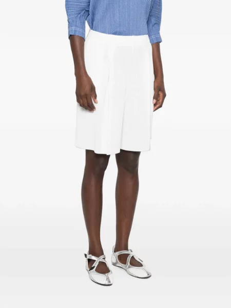Pantaloni scurți Pleats Please Issey Miyake alb
