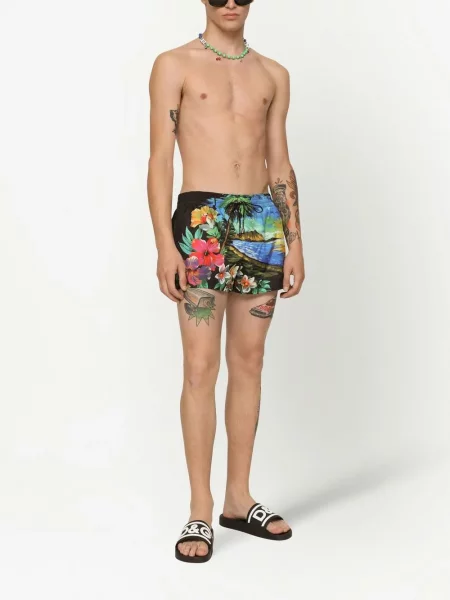 Raštuotos maudymosi kelnaitės Dolce & Gabbana