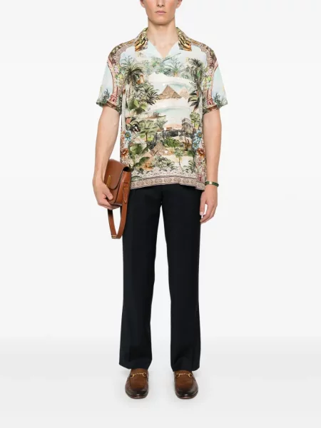 Pantaloni Etro de lână plisate albastru