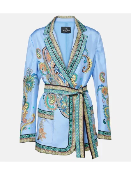 Sacou Etro de mătase cu model paisley albastru