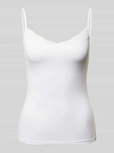 Top Skiny koronkowy na ramiączkach biały