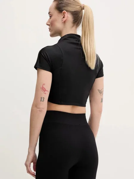 Tričko adidas Originals Up Crop Top s pologolfem černá