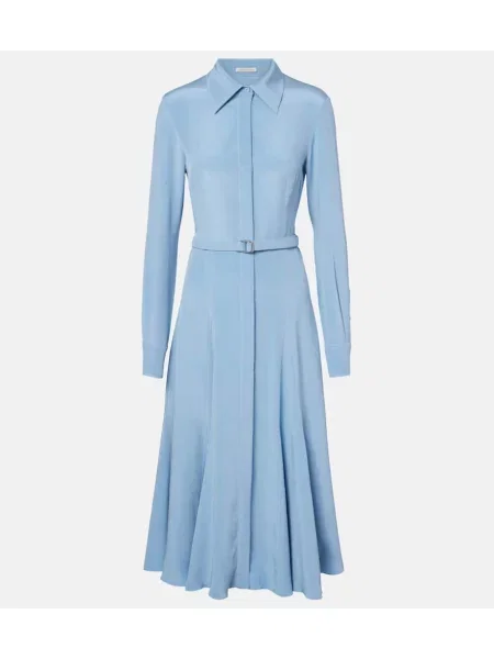 Jedwabna sukienka midi Emilia Wickstead do kolan garniturowa niebieska