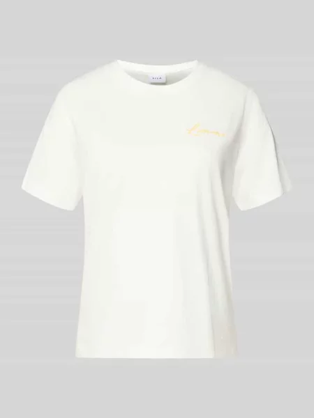T-shirt z okrągłym dekoltem model SYBILLA' Vila biała