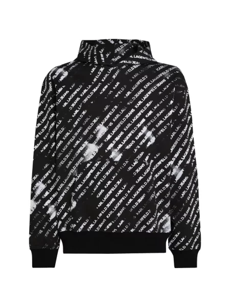Hanorac cu glugă Karl Lagerfeld Jeans cu imagine negru