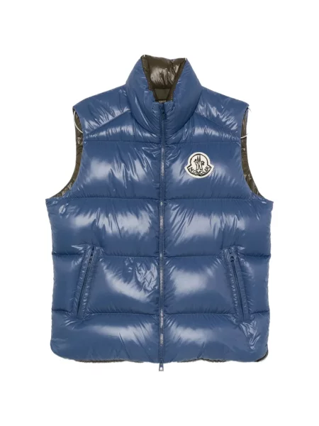Matlasat vestă Moncler cu autograf albastru