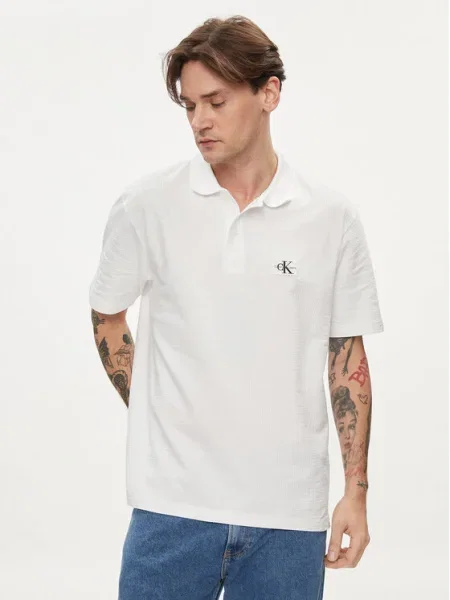 Calvin Klein Jeans Tricou polo Regular Fit alb