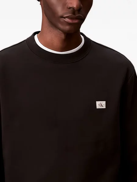 Hanorac crewneck Calvin Klein cu decolteu rotund cu autograf negru