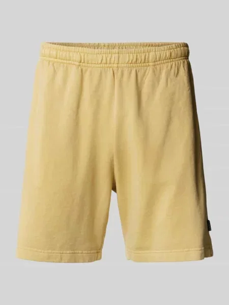 Szorty z dzianiny dresowej o kroju regular fit z detalem z logo Mazine żółte