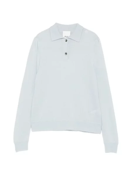 Lung tricou polo Allude tricotate albastru
