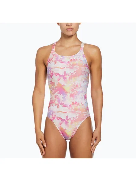 Costum de baie dintr-o piesă pentru femei Nike Hydrastrong Multi Print Fastback warm multi
