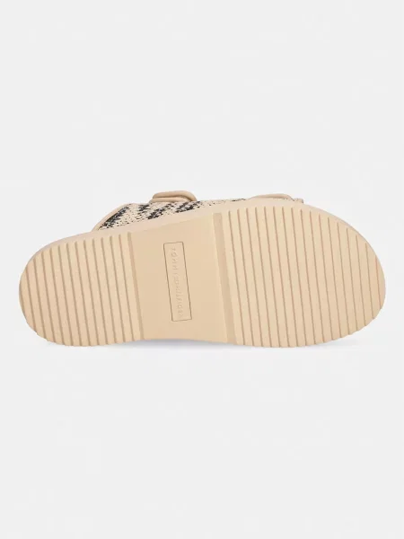 Tommy Hilfiger чехли дамски DOUBLE STRAP RAFFIA SANDAL бежово